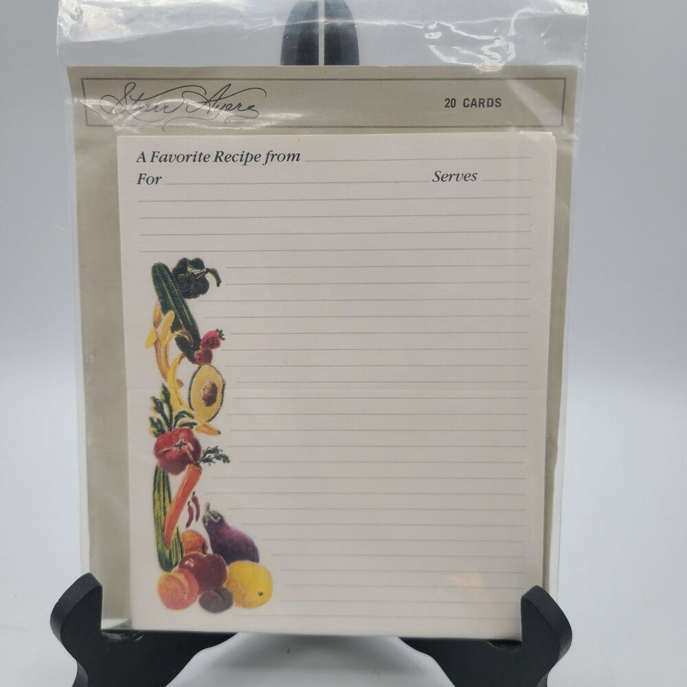 Starr Ayers Stationery 1989 Recipe Cards With Vegetables 20 Flat Cards USA